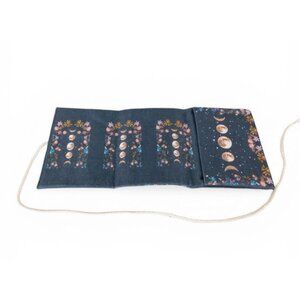 Moon Phase & Floral Tarot Card Holder With String Wrap